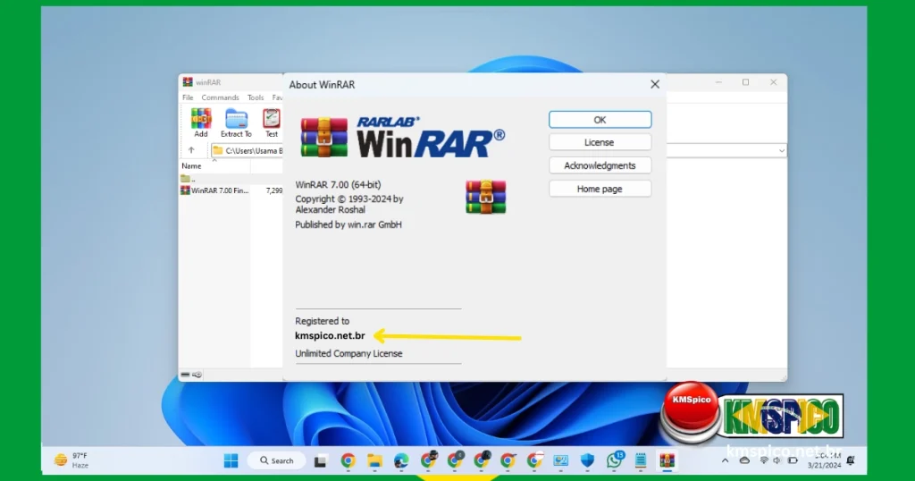 Verifique o registro do WinRAR
