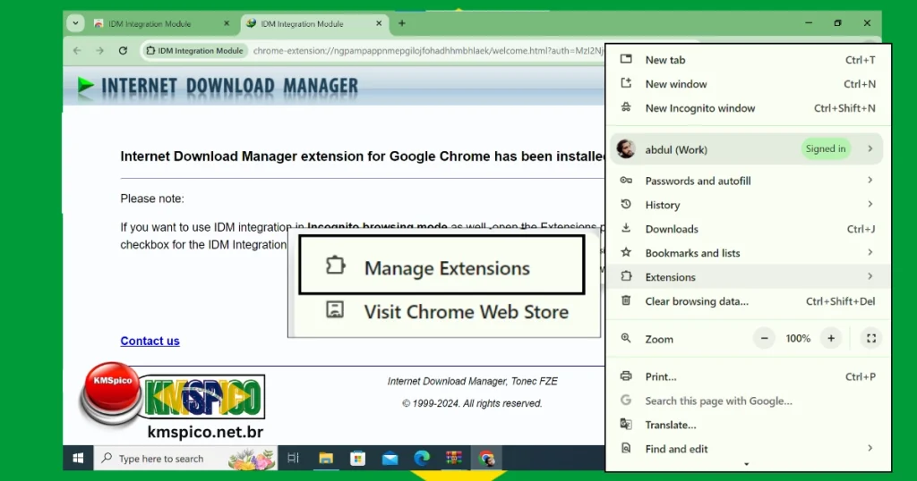 Click on manage extension